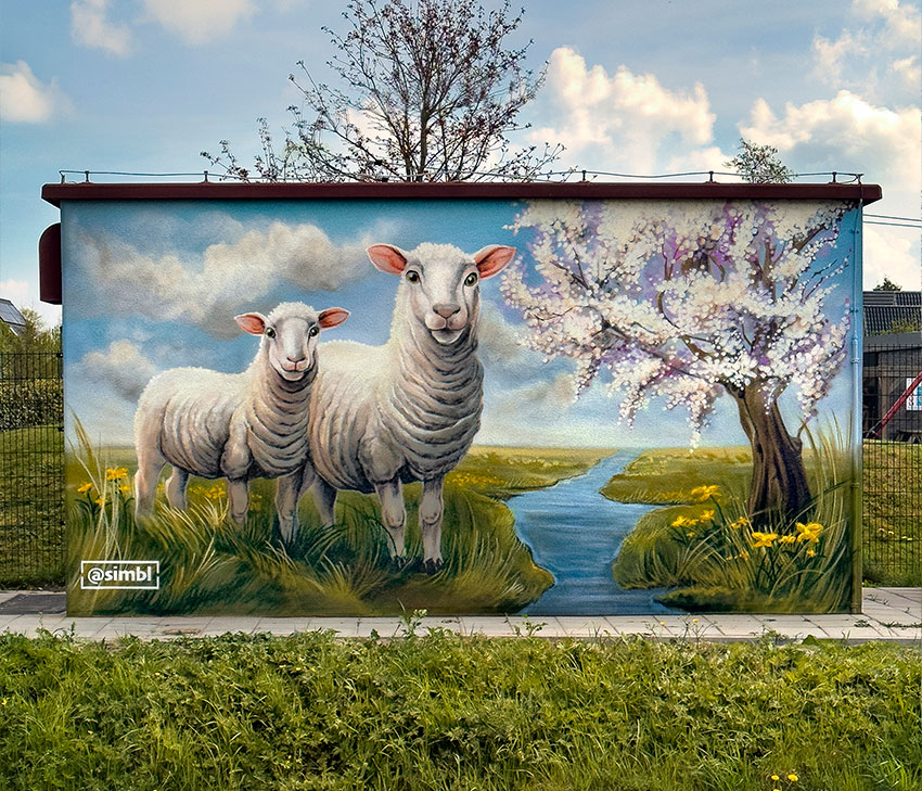jan stel, simbl, street art, graffiti, muurschildering, De Weidevenner, zuidoost Beemster, Purmerend, delta, glasvezel, netwerk, Nieuwe Tuinderij-West